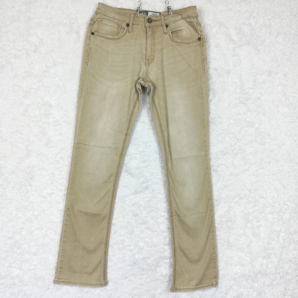 BKE Mens Jeans Jake Straight Leg Beige Denim Mid Rise Whiskering Stretch 29R